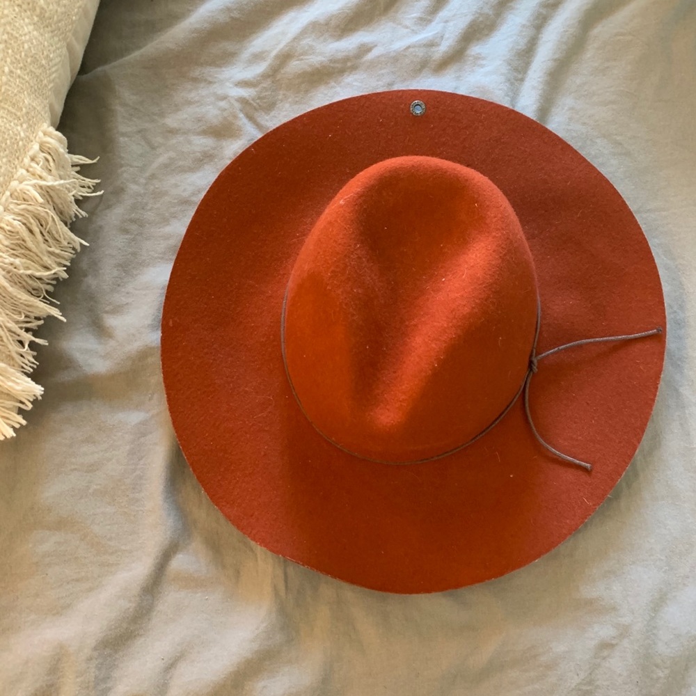 Rust felt floppy wide brim hat